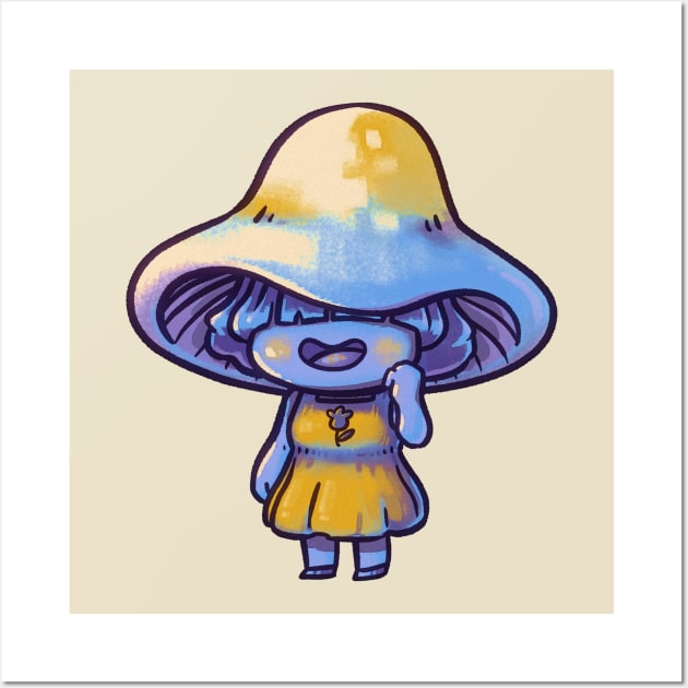 Fungus Friend - Elegant Blue Webcap Wall Art by knitetgantt